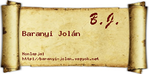 Baranyi Jolán névjegykártya