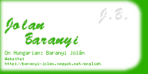 jolan baranyi business card